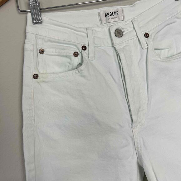 Agolde Size 25 Riley High Rise Straight Leg Jeans White Wash Button Fly - Picture 7 of 12